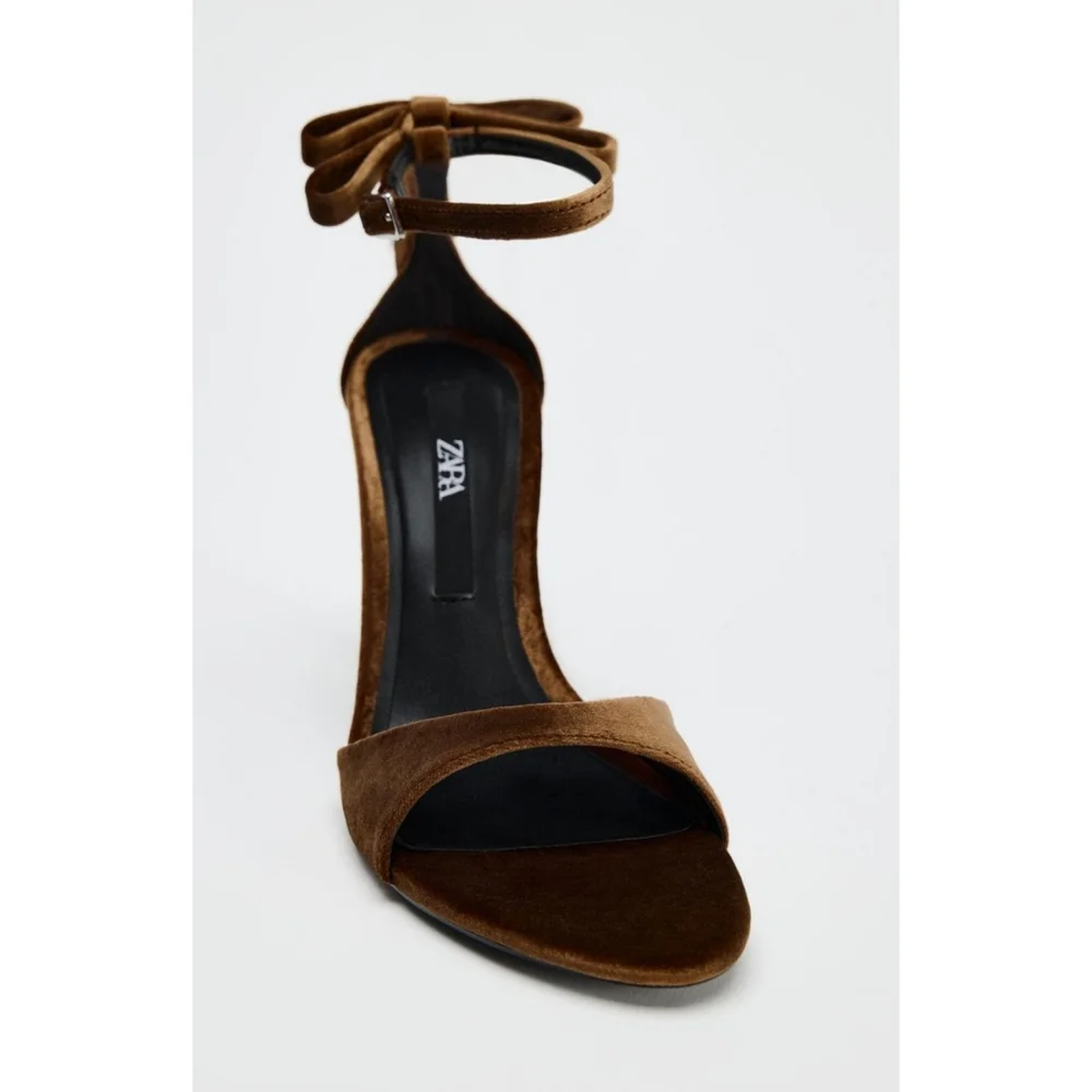 Zara Bow Velvet Effect Heeled Sandals size 8 & 9 - Picture 5 of 7